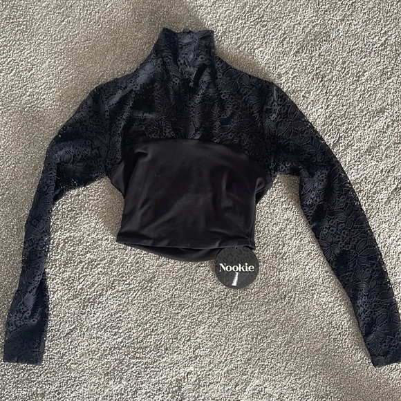 Nookie Black Lace Crop Top - Picture 2 of 3